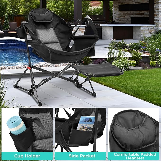 Ainfox Hammock Chair with Footrest, Oversized Swinging Portable Folding Camping - Image 3