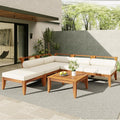 Merax 6 Pieces Patio Furniture Set, Outdoor L-Shaped Sectional Sofa Set by Merax