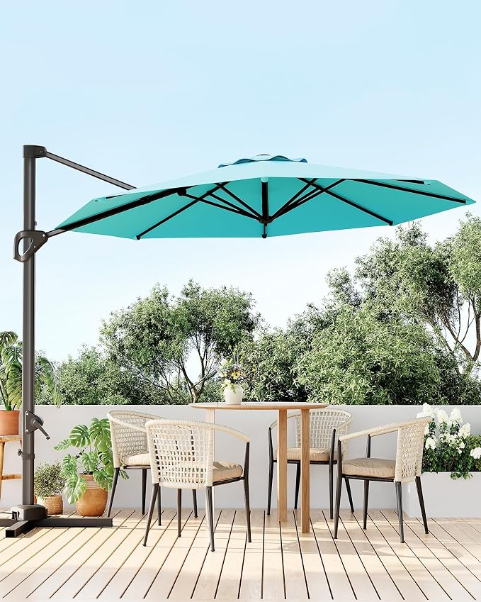 GarveeLife 10 ft Patio Umbrella Outdoor Large Cantilever Umbrella w/Base - Image 7