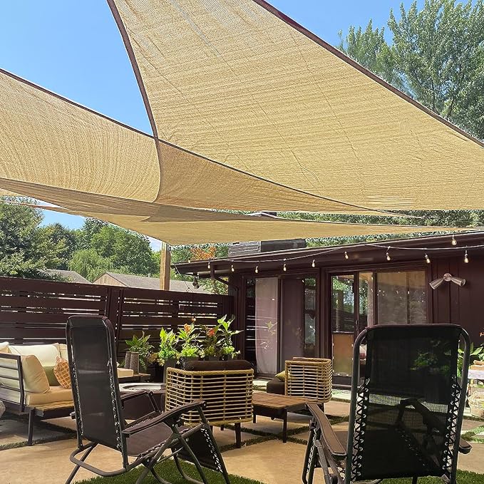 LOVE STORY Custom Size 14'x16'x16' Sand Sun Shade Sail Triangle Sunshade Fabric by LOVESTORY