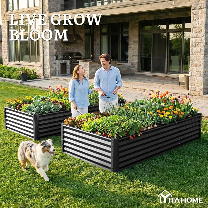 YITAHOME 8x4x1.5ft Large Raised Garden Bed Kit, Galvanized Metal Planter Box - Image 3