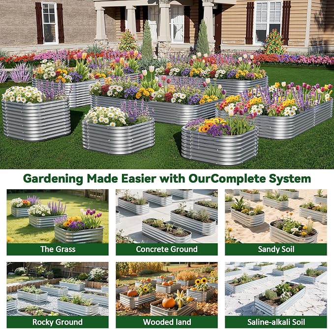 2 Pack Tall 8x4FT Raised Beds for Gardening, Corrugated Galvanized Steel Raised - Image 6