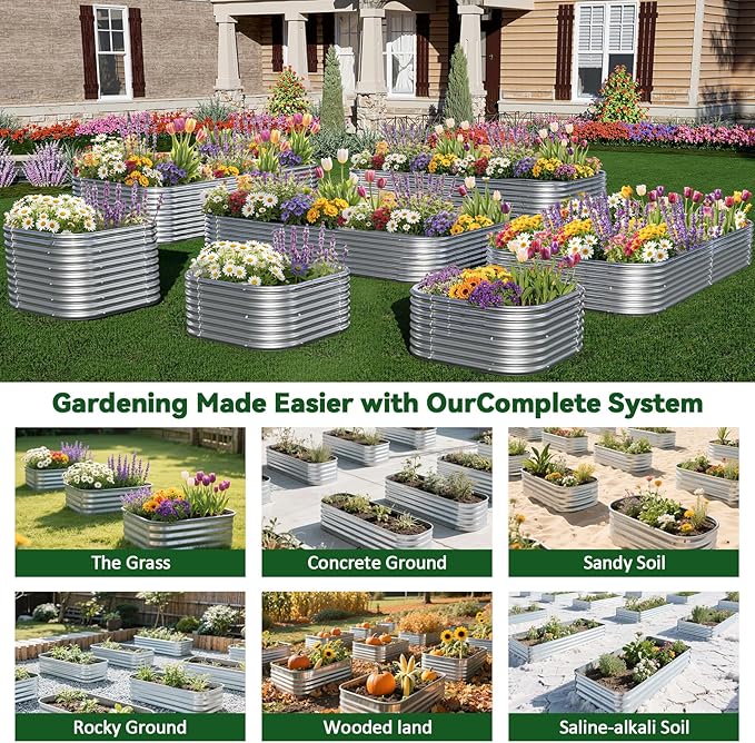 3 Pack 6x3FT Raised Beds for Gardening, Corrugated Galvanized Steel Raised - Image 6