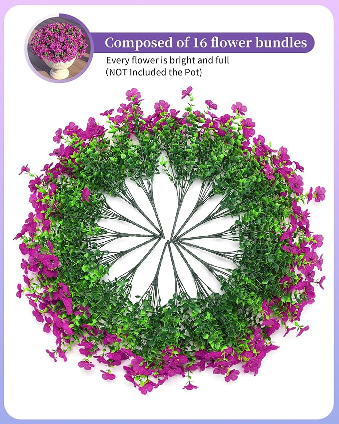 Artificial Flowers for Outdoors Faux Outside Plants Spring Summer Decorations - Image 3