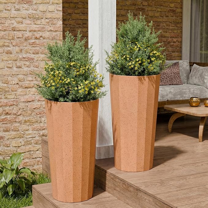 23.6" H Tall Planters for Outdoor Plants, 2 Pack Large Outdoor Planters for by Outdoorchairs