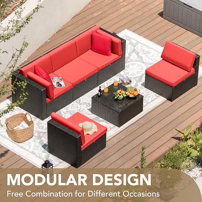 Devoko Patio Furniture Sets 6 Pieces Outdoor Sectional Rattan Sofa Manual - Image 7