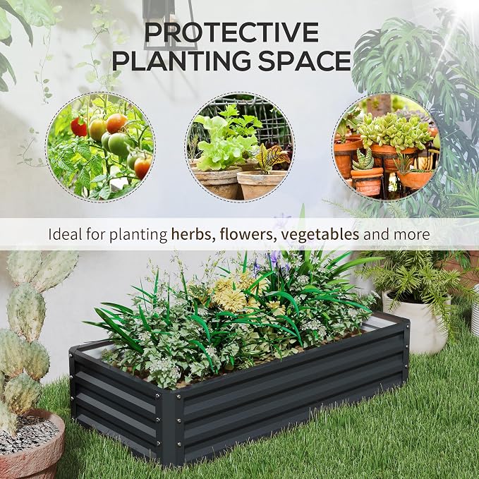 Outsunny Galvanized Raised Garden Bed, - Image 5