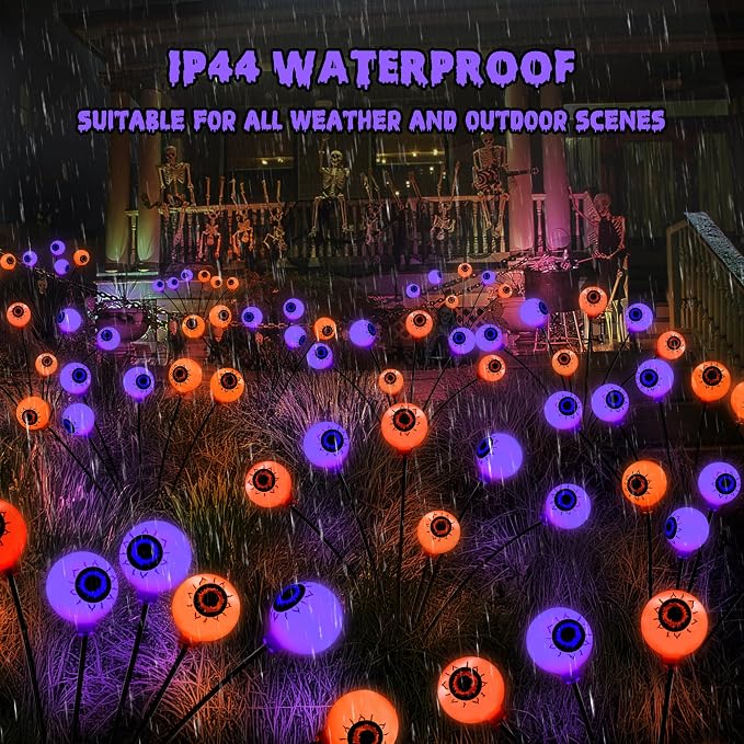 BrizLabs 6 Pack 36 LED Halloween Solar Eyeball Lights, 2 Modes Outdoor - Image 4