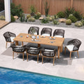 PURPLE LEAF Patio Dining Set 9 Pieces Furniture Set Aluminum Rattan Wicker by PURPLELEAF