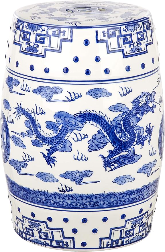 SAFAVIEH Castle Gardens Collection – Dragon’s Breath Blue Glazed Ceramic - Image 4
