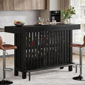 Tribesigns Black Large Home Bar Unit, 2-Tier Mini Bar Table Height Pub Table by Tribesigns