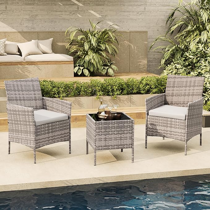 GAOMON 3-Piece Patio Furniture Set, Modern PE Rattan Conversation Set - Image 8
