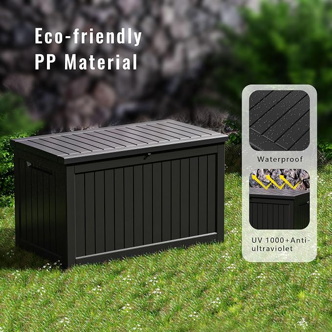 DRATO 280 Gallon Deck Box, Outdoor Large Waterproof Resin Storage Box - Image 4