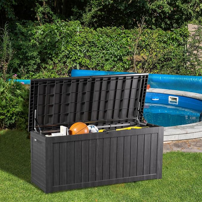 TARKARI 200 Gallon Lockable Resin Deck Box, Waterproof & UV-Resistant Outdoor - Image 4