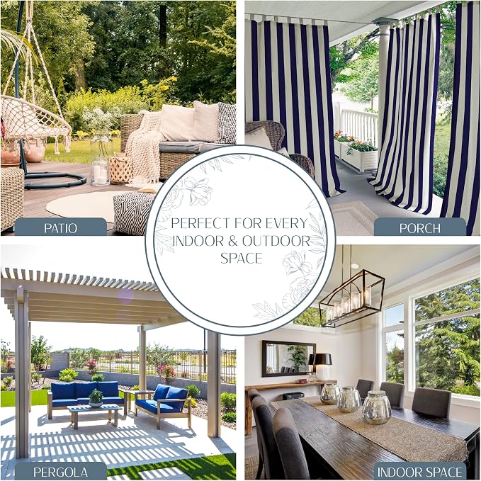 Elrene Home Fashions Highland Stripe Indoor/Outdoor Curtain Panel, 50 inches X - Image 3