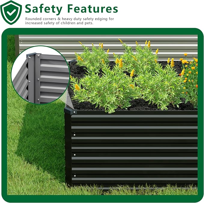 12x2x2FT Galvanized Raised Garden Bed Kit, Vegetable Plant Boxes-Rectangle - Image 4