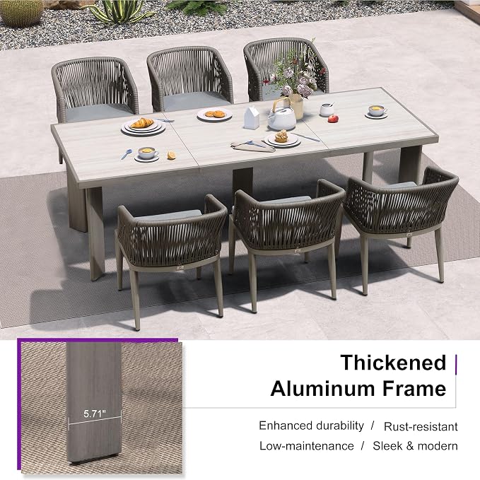 PURPLE LEAF 7 Pieces Outdoor Dining Set Patio Table and Chairs Set - Image 5