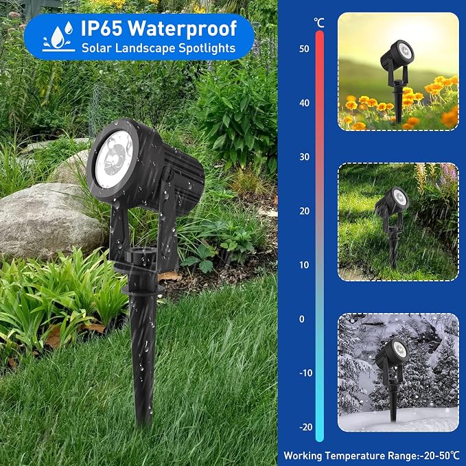 T-SUNUS RGB Solar Spot Lights Outdoor Christmas, Color Changing Landscape - Image 6
