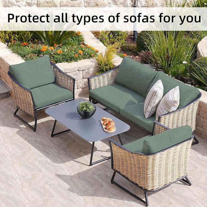 8Pcs Stretch Patio Cushion Covers, Outdoor Couch Covers Replacement, Outdoor - Image 4