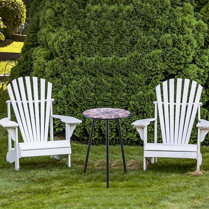 Party Zealot Metal Mosaic Round Side Tables Set of Two 13.4" Small Outdoor - Image 8