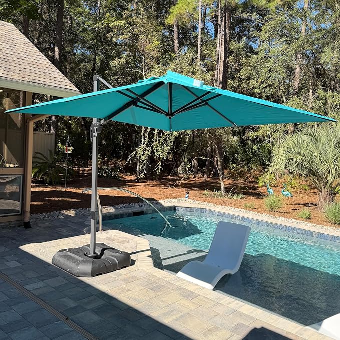 PURPLE LEAF 9 Feet Patio Umbrella Outdoor Cantilever Square Umbrella Aluminum by PURPLELEAF