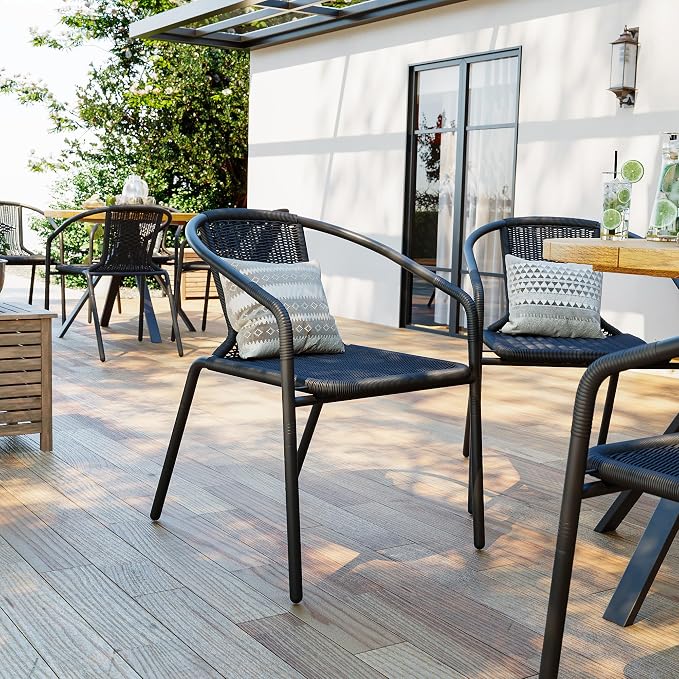 Amopatio Outdoor Dining Chairs Set of 4, Stackable Patio Chairs, Rattan Wicker - Image 8