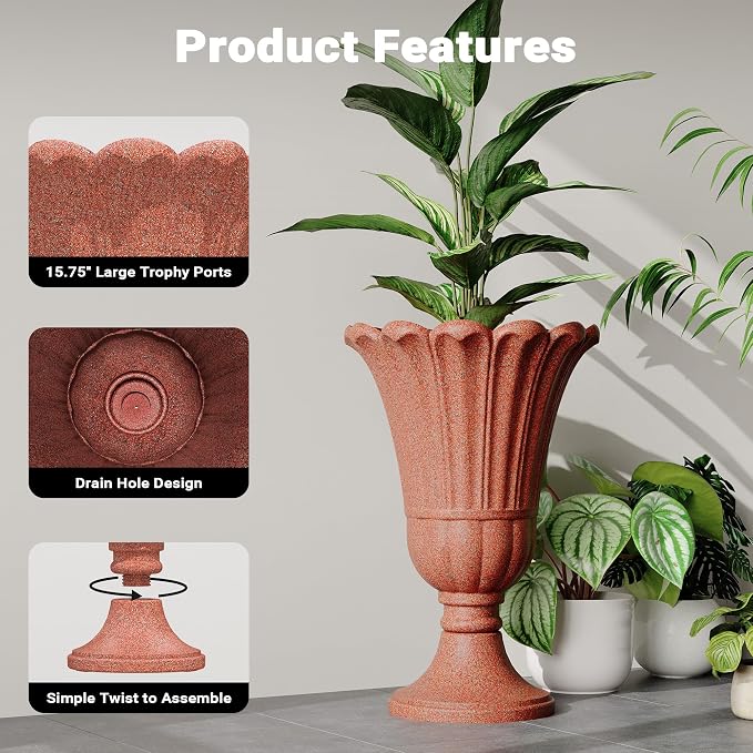 23" Tall Planters for Outdoor Plants Set of 2, Planter - Image 4