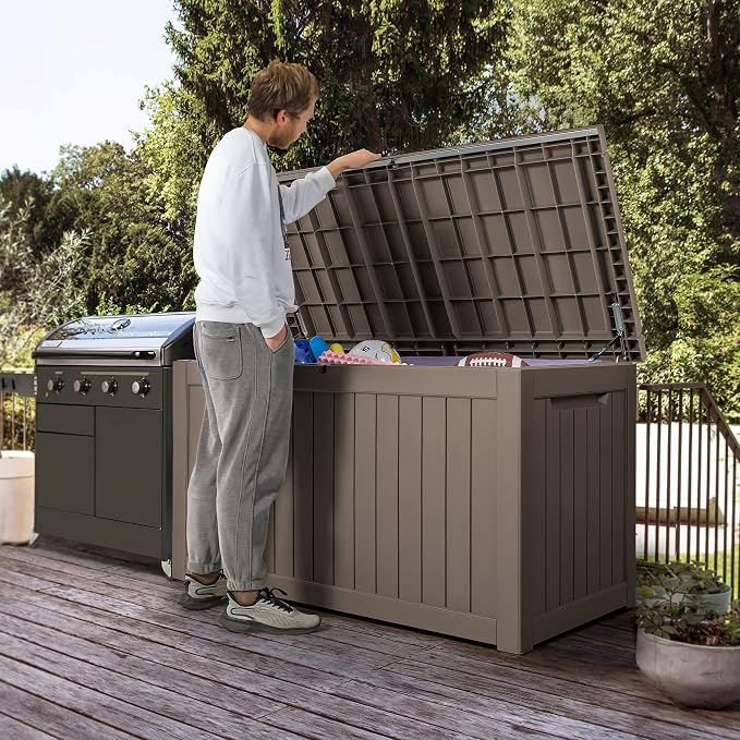 Devoko XXL 230 Gallon Resin Large Deck Box Waterproof Outdoor Storage Box - Image 3