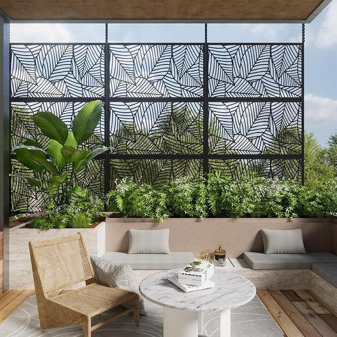 Casaphoria 72" H x 47" W Metal Outdoor Privacy Screen, Freestanding Decorative - Image 9