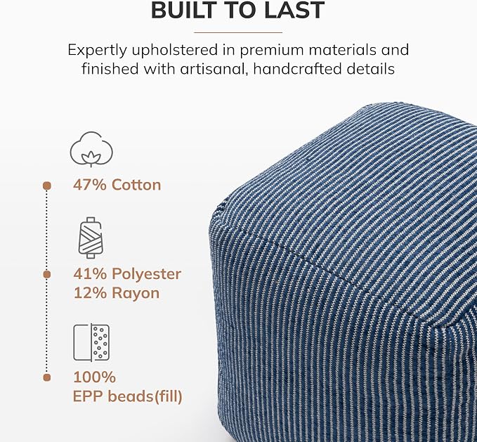Anji Mountain 100% Handmade & Handcrafted Comfortable Home Décor Pouf Ottoman - Image 6