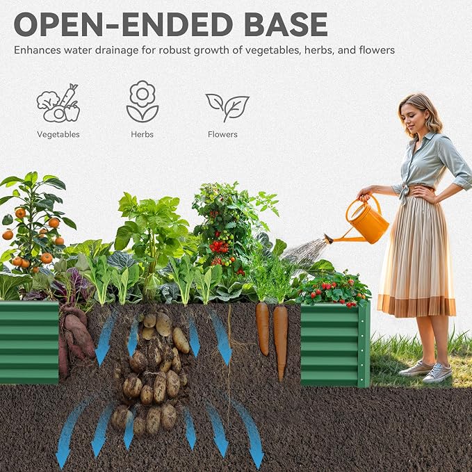 YITAHOME 2pcs 8x4x1.5 in Galvanized Raised Garden Bed Kit, Large Metal Planter - Image 6