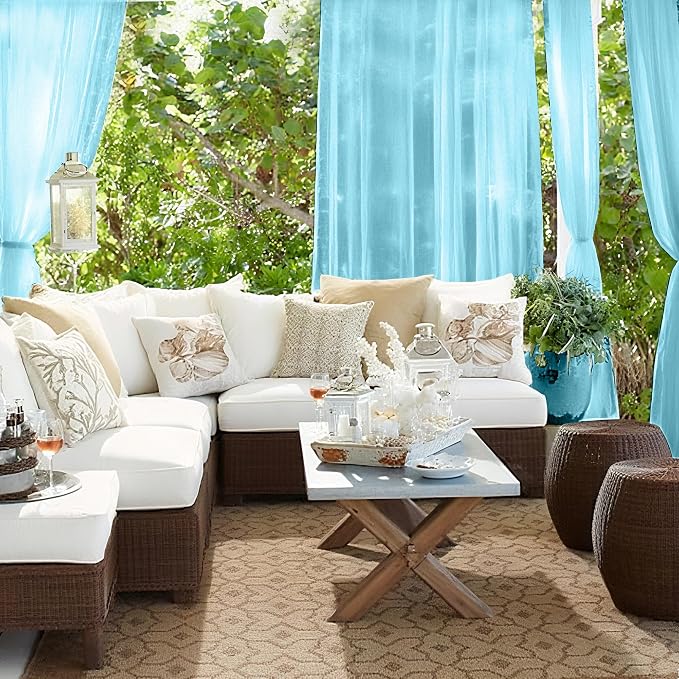 RYB HOME Outdoor Sheer Curtains Waterproof - Image 3