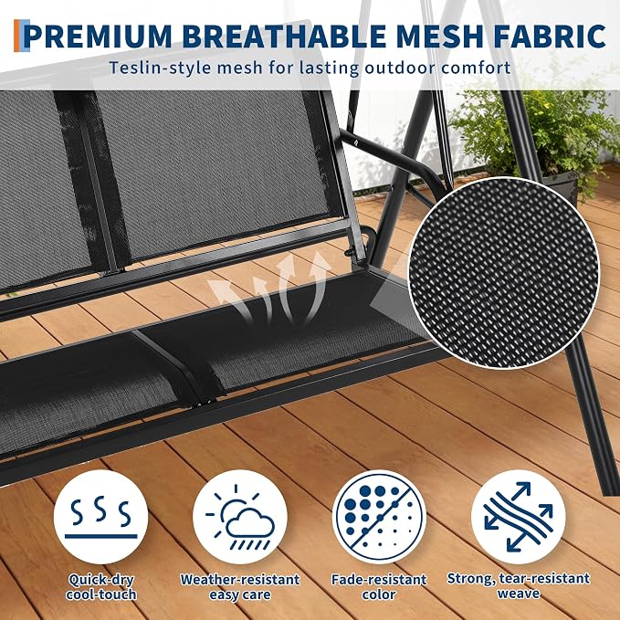 2-Seat Outdoor Patio Porch Swing - Image 8