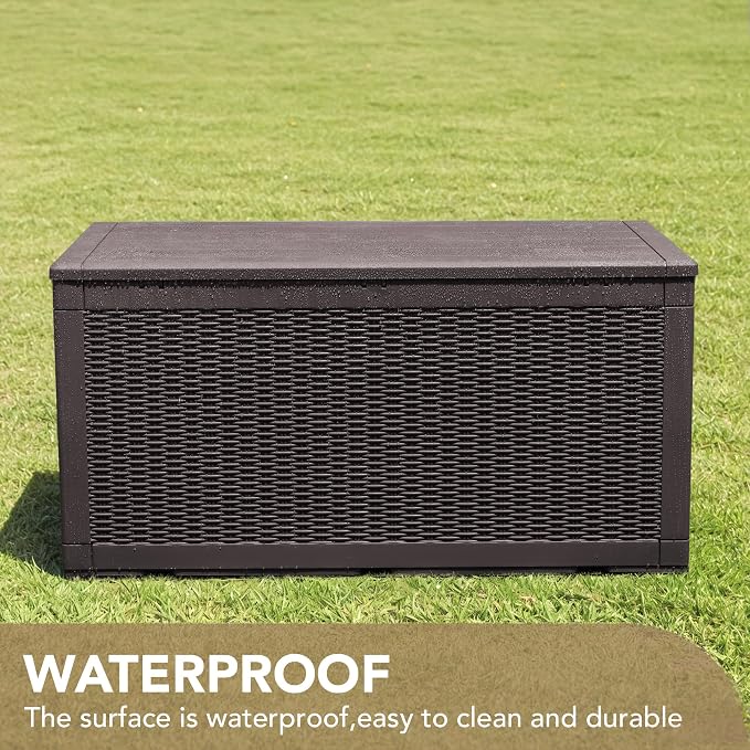 Devoko 100 Gallon Waterproof Large Resin Deck Box Indoor Outdoor Lockable - Image 4