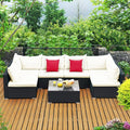 Tangkula 7-Piece Patio Furniture Set, Outdoor Sectional Sofa w/Pillows & by TANGKULA