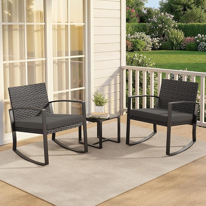 3 Pieces Patio Furniture Set Rocking Bistro Set, Outdoor Patio Furniture Set - Image 7