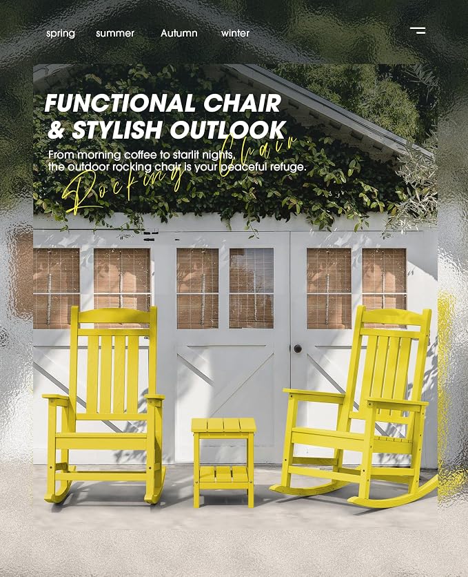KINGYES HDPE Rocking Chairs Outdoor, Patio Rocking Chairs - Image 5