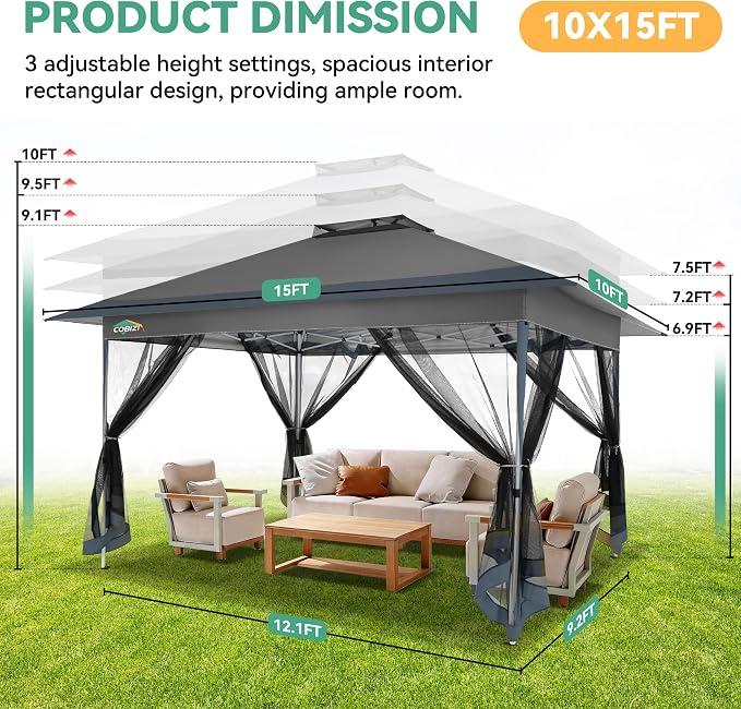 COBIZI 10x15 FT Pop up Gazebo on Clearance - Image 5