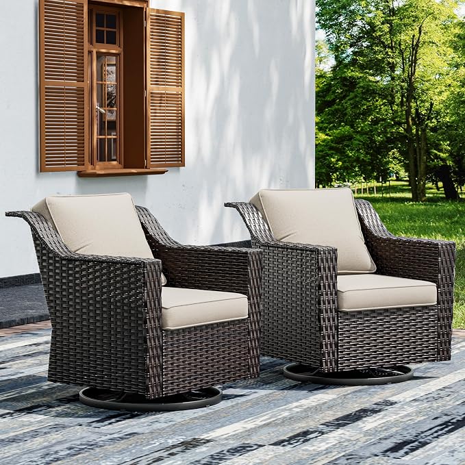 Joyside Swivel Patio Chairs Set of 2, Wicker Patio Furniture by Joyside