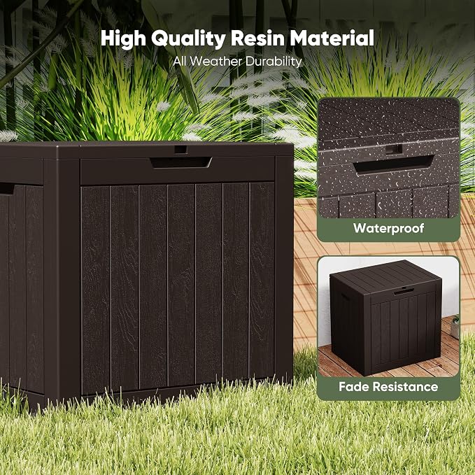 NEWBULIG 31 Gallon Deck Box, Weatherproof Resin Lockable Outdoor Storage - Image 2
