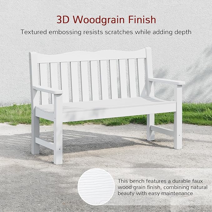 Stoog 3-Piece All-Weather Outdoor Bench & Chairs Set, Include 2 Garden Chairs - Image 7