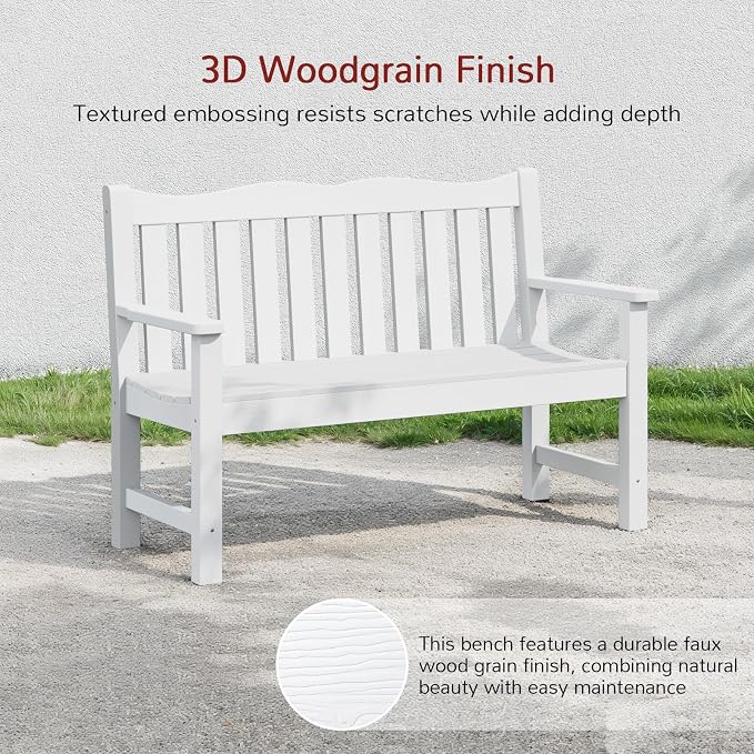 Stoog 2-Person Outdoor Bench, All-Weather HIPS Plastic Garden Bench - Image 6