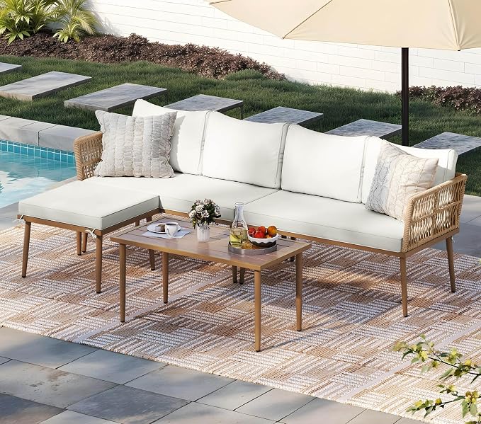 DWVO 6 Pieces Patio Furniture Set, L Couch Outdoor by DWVO