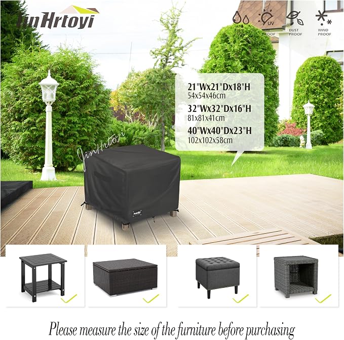 JinHrtoyi Patio Square Table Cover, 40Wx40Dx23H Inches 100% Waterproof Heavy - Image 3