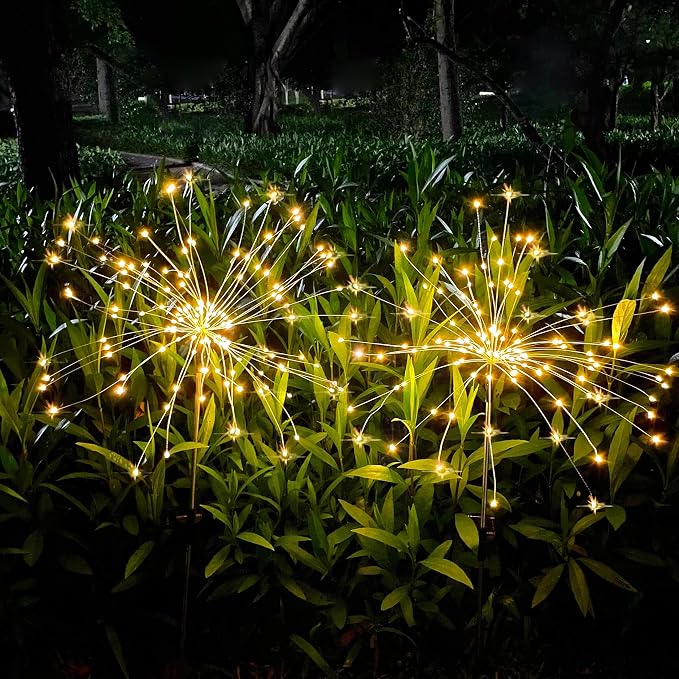JJGoo Solar Firework Lights, 4 Pack 120 LEDs 2 Lighting Modes Solar Garden - Image 6