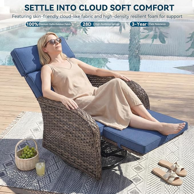 Zero Gravity Patio Swivel Rocking Recliner Chairs Set of 2 - Image 3
