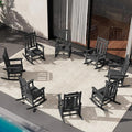 SERWALL Outdoor Rocking Chair Black Set of 8, All Weather Patio Rocking Chair by SERWALL