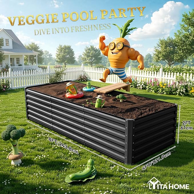 YITAHOME 8x4x2ft Large Raised Garden Bed Kit, Galvanized Metal Planter Box - Image 8