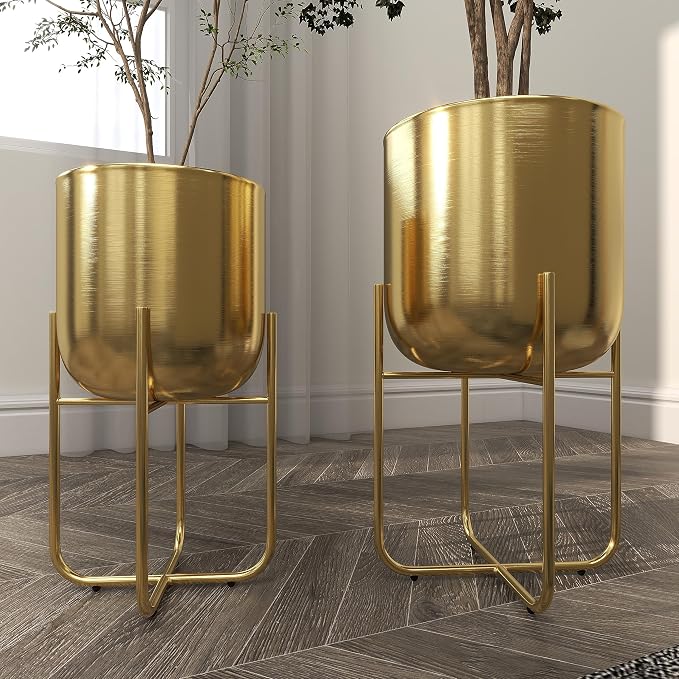 Deco 79 Metal Indoor Outdoor Planter Brushed Dome Large Planter Pot - Image 6