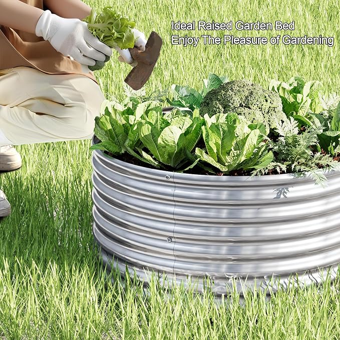 4 Pack Tall 2x2x1.5ft Round Galvanized Raised Garden Bed Outdoor, Metal Garden - Image 4